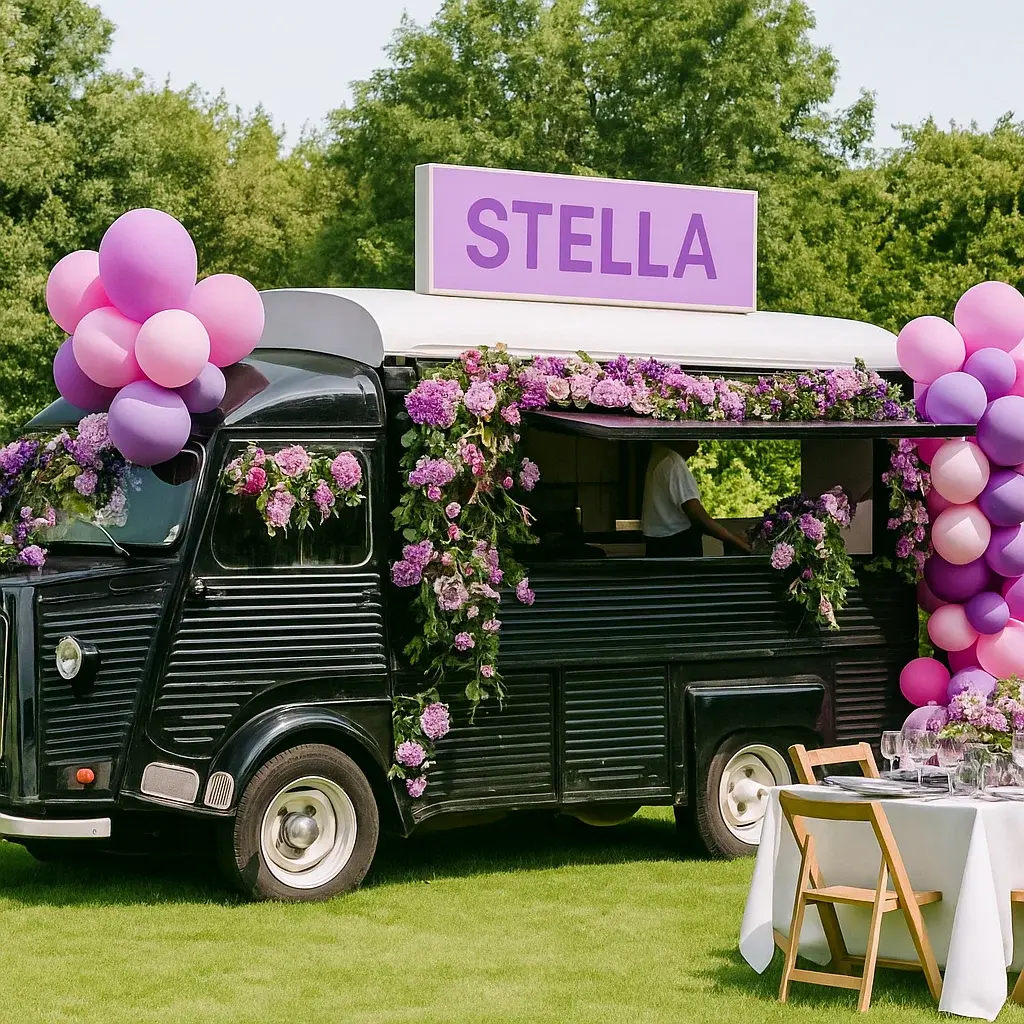 Foodtruck op een babyborrel